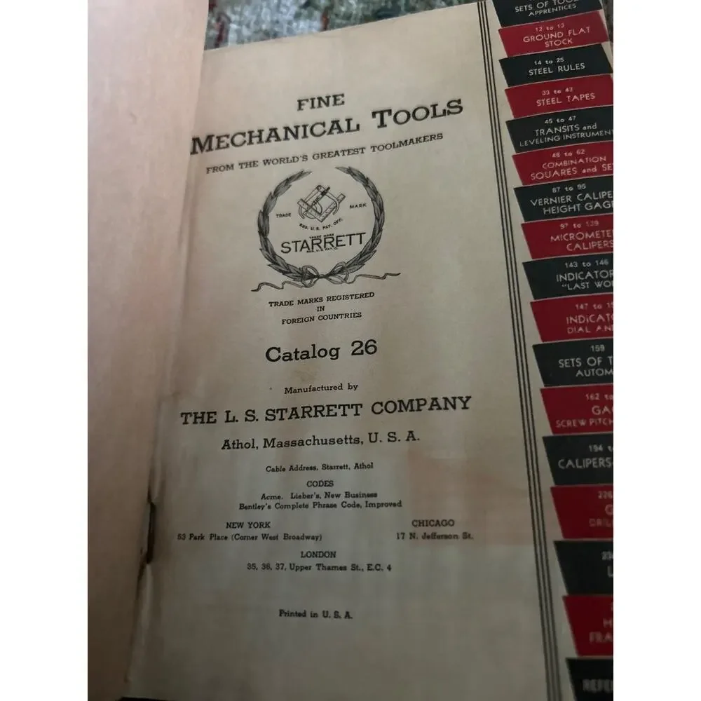 1938 Starrett Catalog 26 -Precision Tools and Steel Tapes